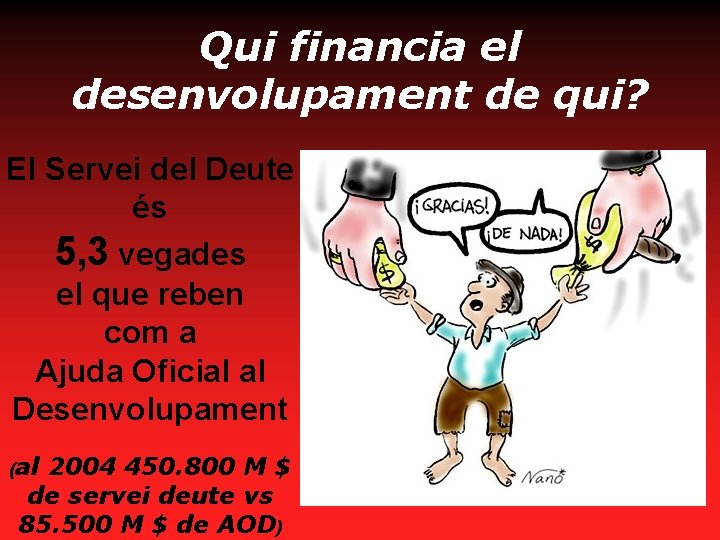 Qui financia el desenvolupament de qui? El Servei del Deute és 5, 3 vegades