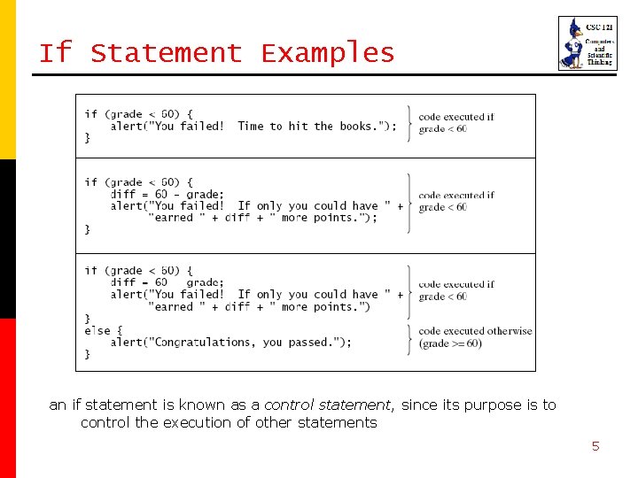 If Statement Examples an if statement is known as a control statement, since its If Statement Examples an if statement is known as a control statement, since its