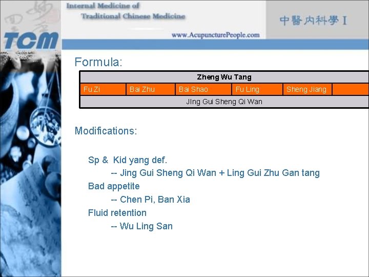 Formula: Zheng Wu Tang Fu Zi Bai Zhu Bai Shao Fu Ling Sheng Jiang