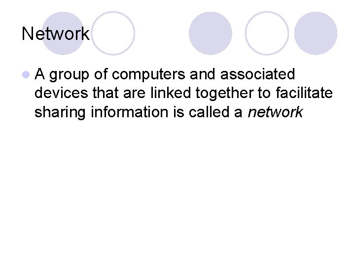 Network l. A group of computers and associated devices that are linked together to