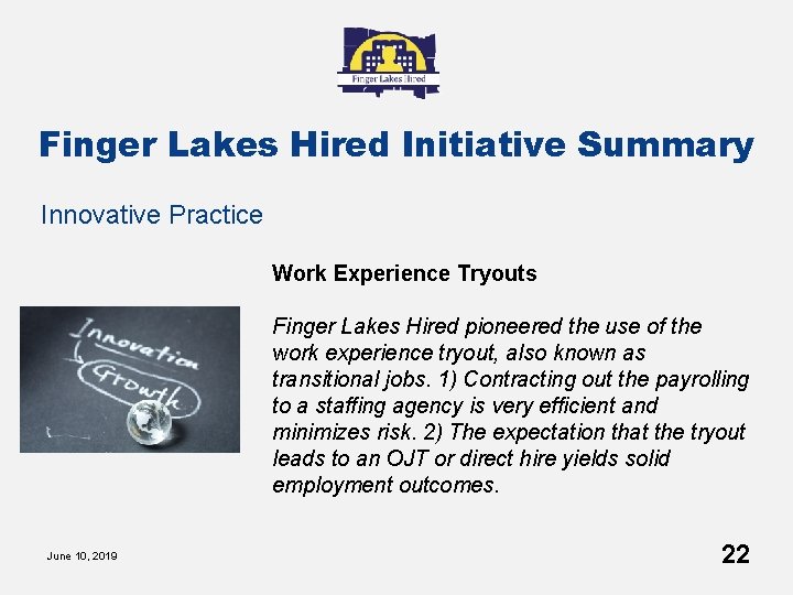 Finger Lakes Hired Initiative Summary Innovative Practice Work Experience Tryouts Finger Lakes Hired pioneered
