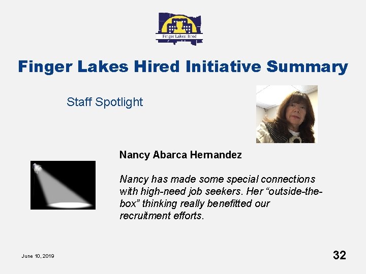 Finger Lakes Hired Initiative Summary Staff Spotlight Nancy Abarca Hernandez Nancy has made some