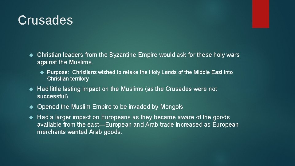 Crusades Christian leaders from the Byzantine Empire would ask for these holy wars against