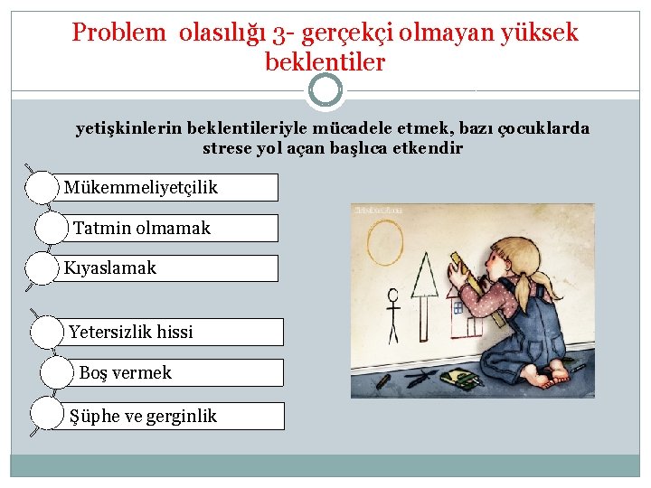 Problem olasılığı 3 - gerçekçi olmayan yüksek beklentiler yetişkinlerin beklentileriyle mücadele etmek, bazı çocuklarda