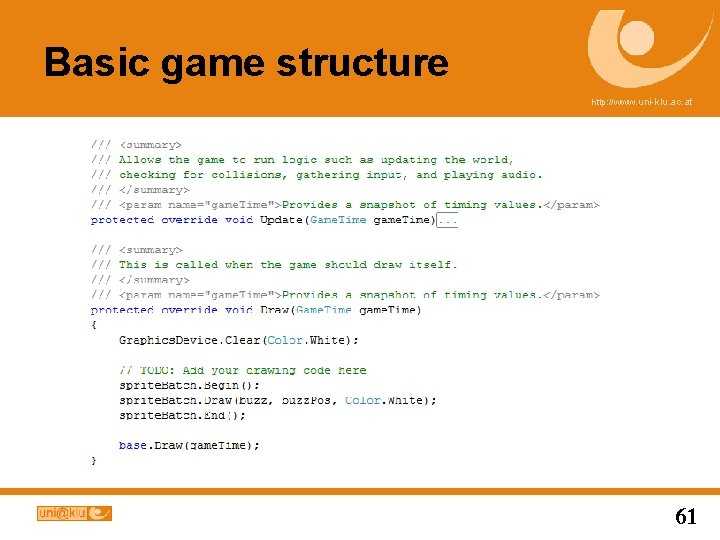 Basic game structure http: //www. uni-klu. ac. at 61 