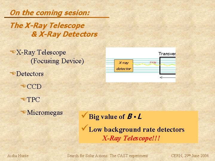 On the coming sesion: The X-Ray Telescope & X-Ray Detectors EX-Ray Telescope (Focusing Device)