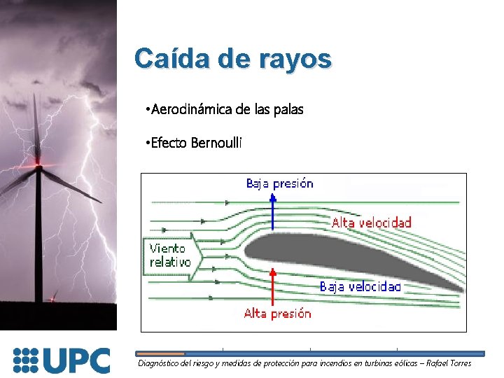 Caída de rayos • Aerodinámica de las palas • Efecto Bernoulli Diagnóstico del riesgo