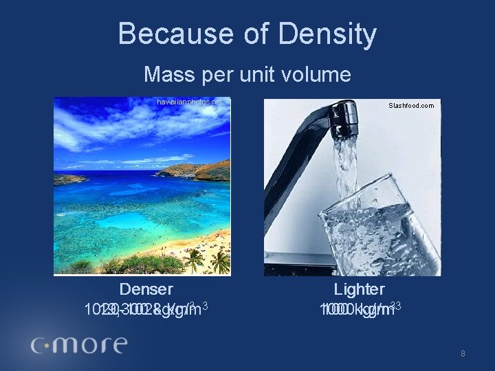 Because of Density Mass per unit volume hawaiianphotos. net Denser 3 3 1020 -1028