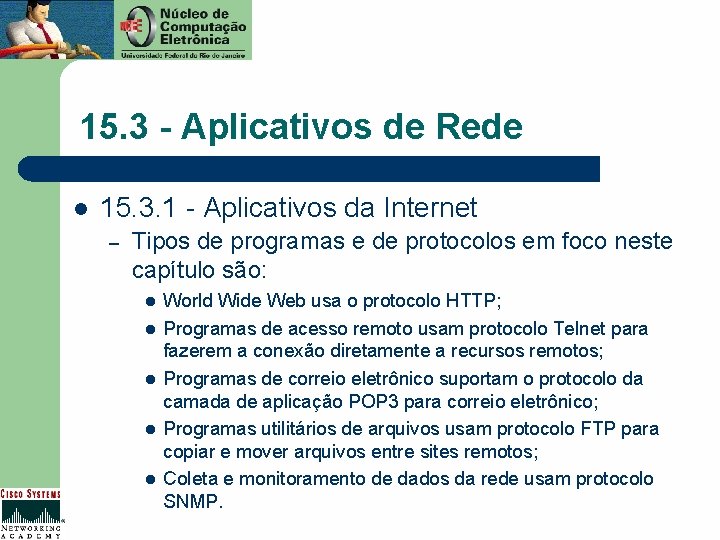 15. 3 - Aplicativos de Rede l 15. 3. 1 - Aplicativos da Internet