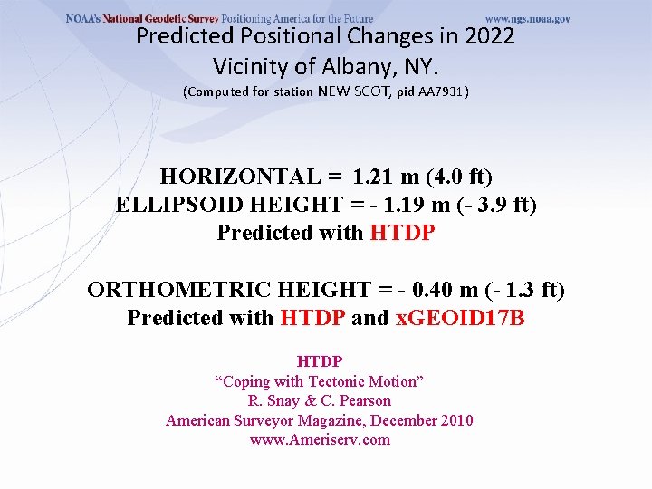 Predicted Positional Changes in 2022 Vicinity of Albany, NY. (Computed for station NEW SCOT,