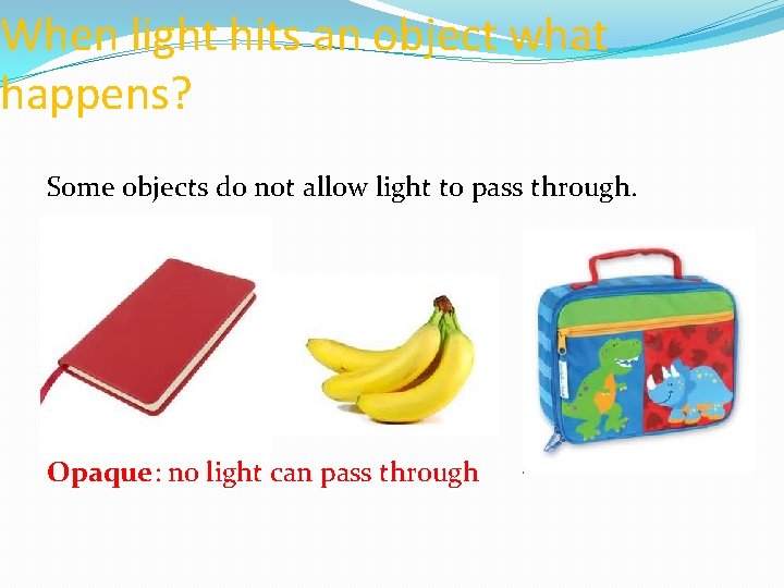 When light hits an object what happens? Some objects do not allow light to