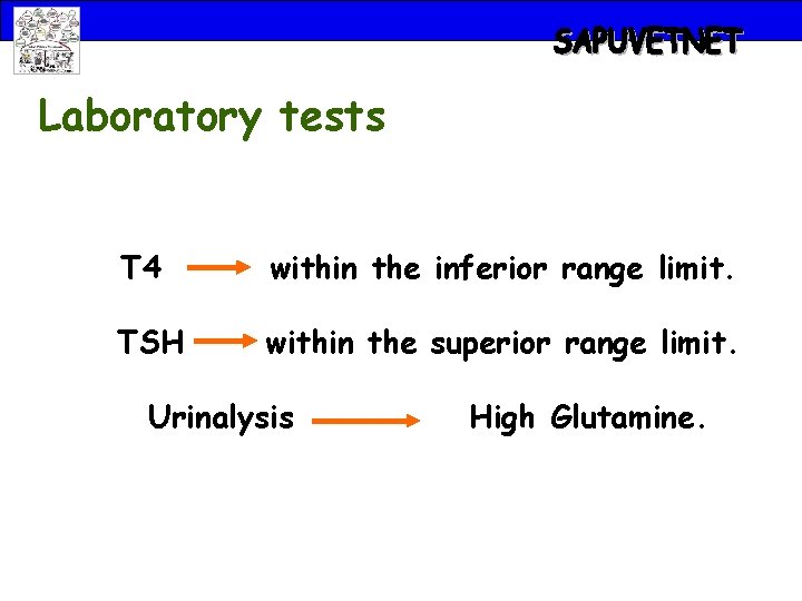 Laboratory tests T 4 within the inferior range limit. TSH within the superior range