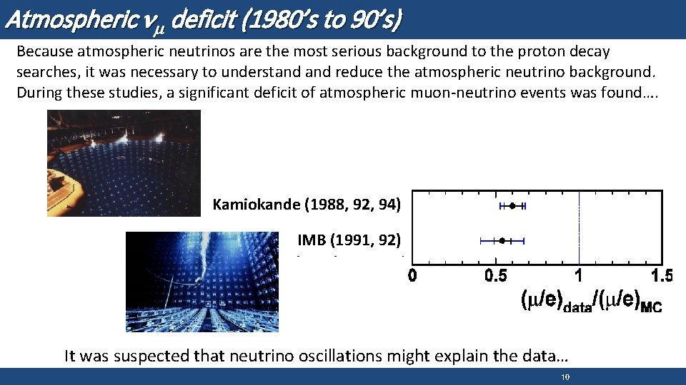 Atmospheric nm deficit (1980’s to 90’s) Because atmospheric neutrinos are the most serious background