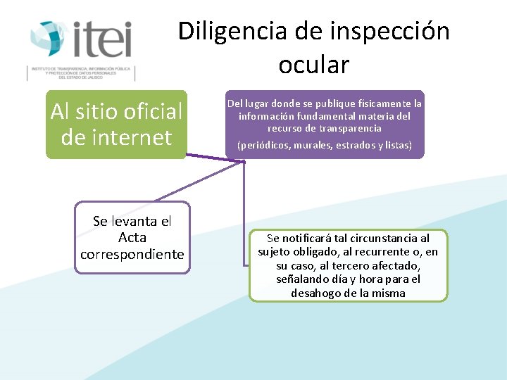 Diligencia de inspección ocular Al sitio oficial de internet Se levanta el Acta correspondiente