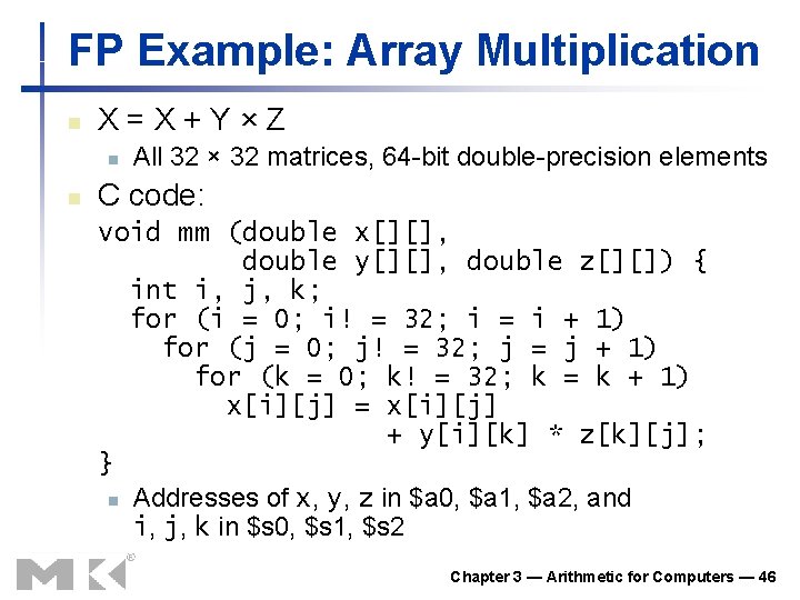 FP Example: Array Multiplication n X=X+Y×Z n n All 32 × 32 matrices, 64 FP Example: Array Multiplication n X=X+Y×Z n n All 32 × 32 matrices, 64