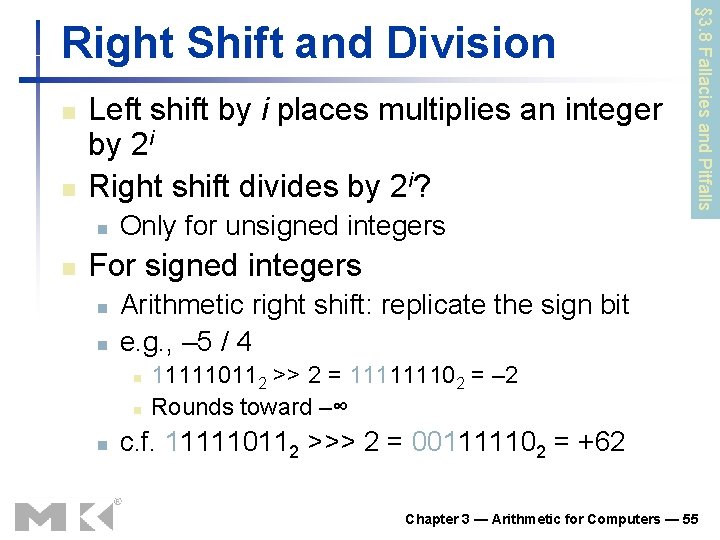 n n Left shift by i places multiplies an integer by 2 i Right n n Left shift by i places multiplies an integer by 2 i Right