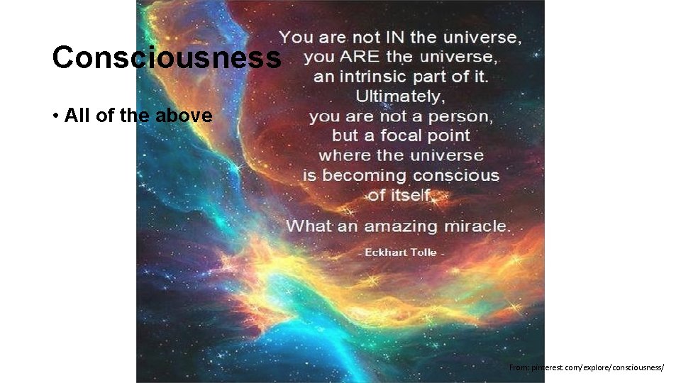 Consciousness • All of the above From: pinterest. com/explore/consciousness/ 