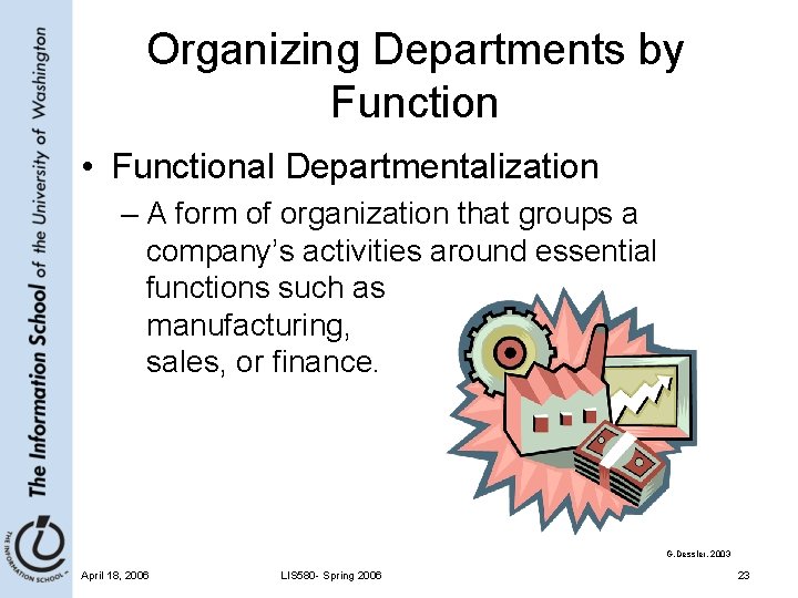 Organizing Departments by Function • Functional Departmentalization – A form of organization that groups