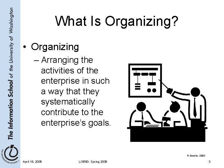 What Is Organizing? • Organizing – Arranging the activities of the enterprise in such