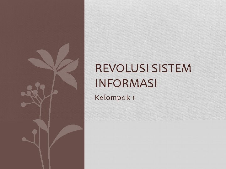 REVOLUSI SISTEM INFORMASI Kelompok 1 