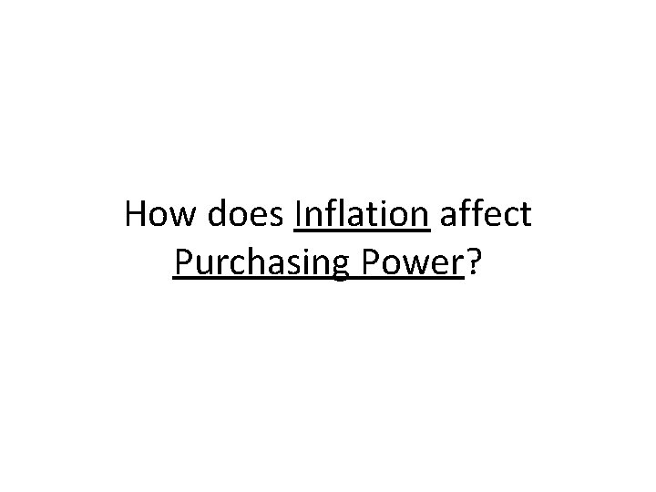 How does Inflation affect Purchasing Power? 