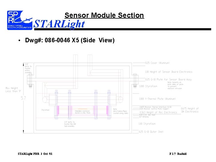 Sensor Module Section STARLight • Dwg#: 086 -0046 X 5 (Side View) STARLight PDR