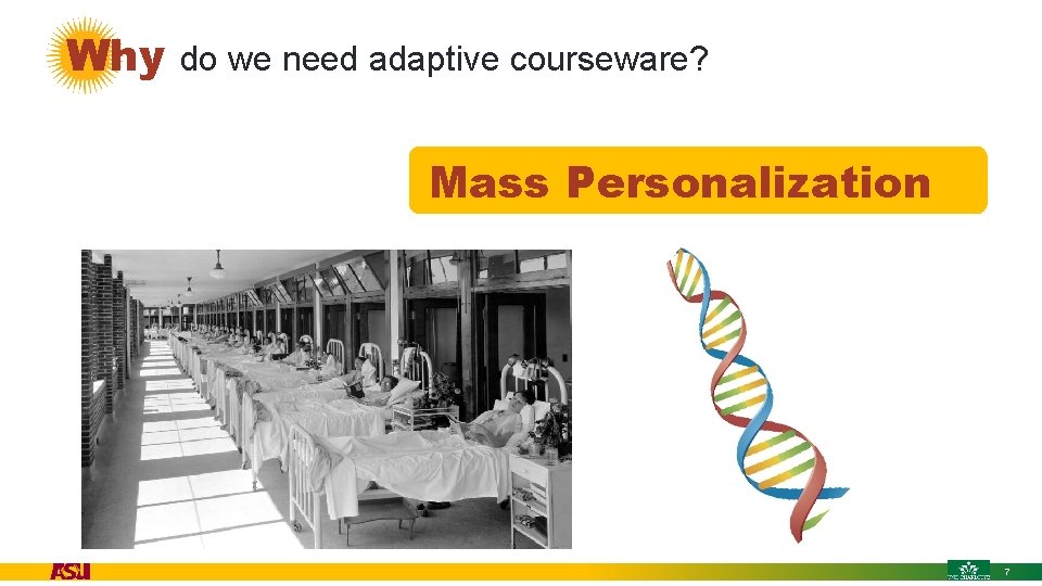 Why do we need adaptive courseware? Mass Personalization Mass. Production Mass Personalization Mass Production
