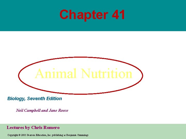 Chapter 41 Animal Nutrition Biology, Seventh Edition Neil Campbell and Jane Reece Lectures by