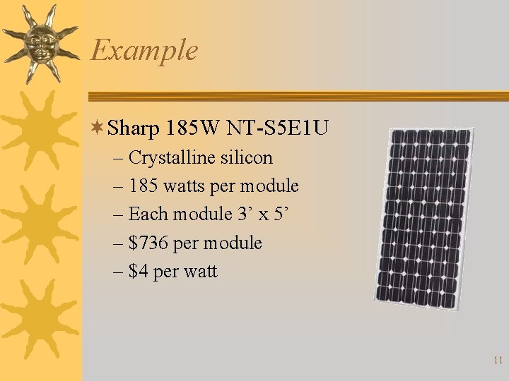 Example ¬Sharp 185 W NT-S 5 E 1 U – Crystalline silicon – 185