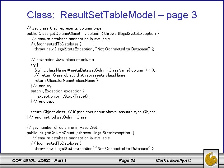 Class: Result. Set. Table. Model – page 3 // get class that represents column