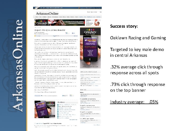 Success story: Oaklawn Racing and Gaming Targeted to key male demo in central Arkansas.