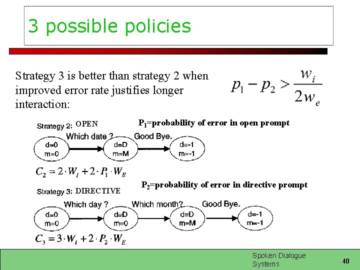 3 possible policies Strategy 3 is better than strategy 2 when improved error rate