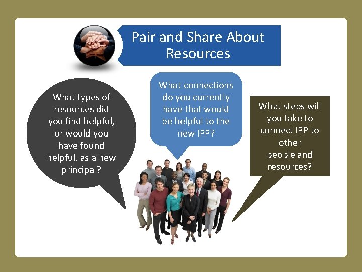 Pair and Share About Resources What types of resources did you find helpful, or