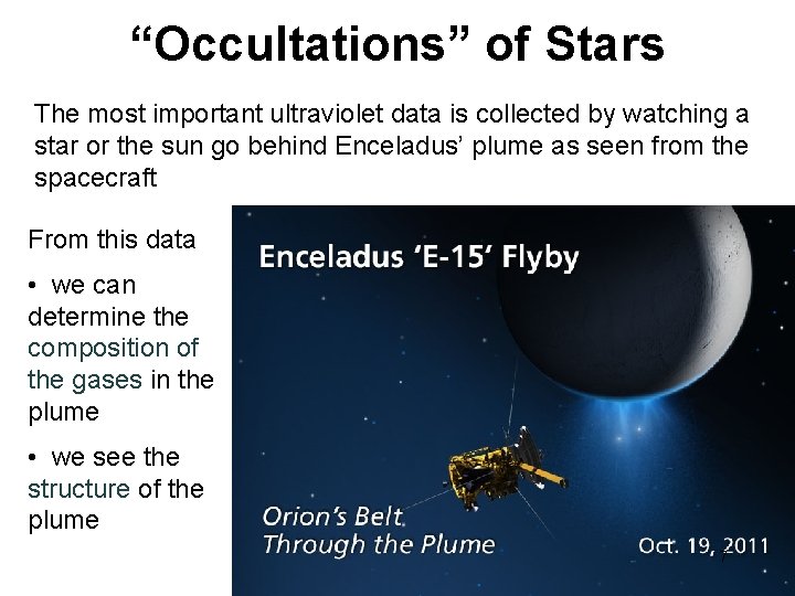 “Occultations” of Stars The most important ultraviolet data is collected by watching a star