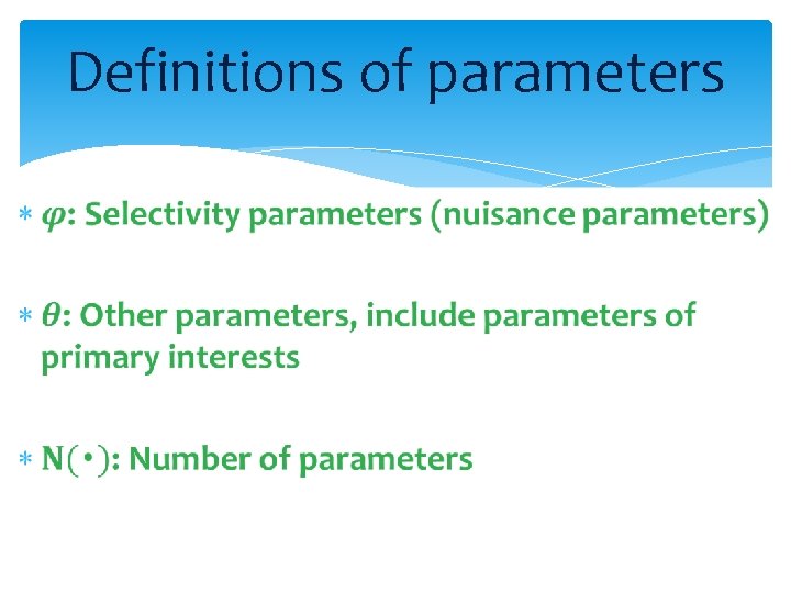 Definitions of parameters 