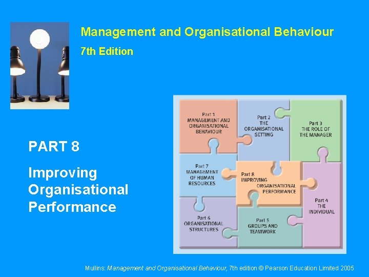Management and Organisational Behaviour 7 th Edition PART 8 Improving Organisational Performance Mullins: Management