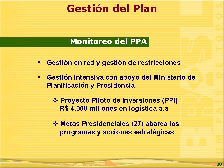 Gestión del Plan Monitoreo del PPA § Gestión en red y gestión de restricciones