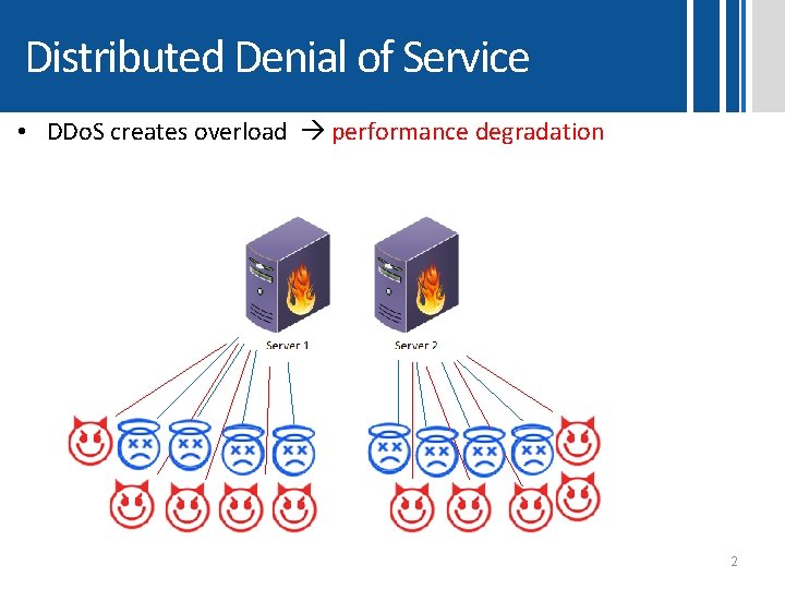 Distributed Denial of Service • DDo. S creates overload performance degradation 2 Distributed Denial of Service • DDo. S creates overload performance degradation 2