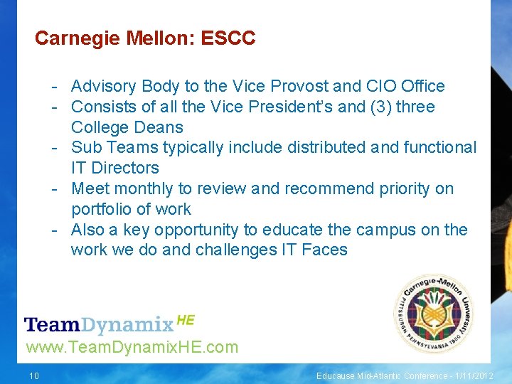 Carnegie Mellon: ESCC - Advisory Body to the Vice Provost and CIO Office -