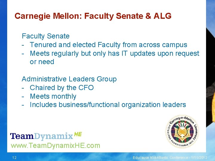 Carnegie Mellon: Faculty Senate & ALG Faculty Senate - Tenured and elected Faculty from