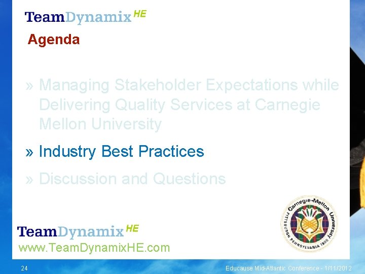 Agenda » Managing Stakeholder Expectations while Delivering Quality Services at Carnegie Mellon University »