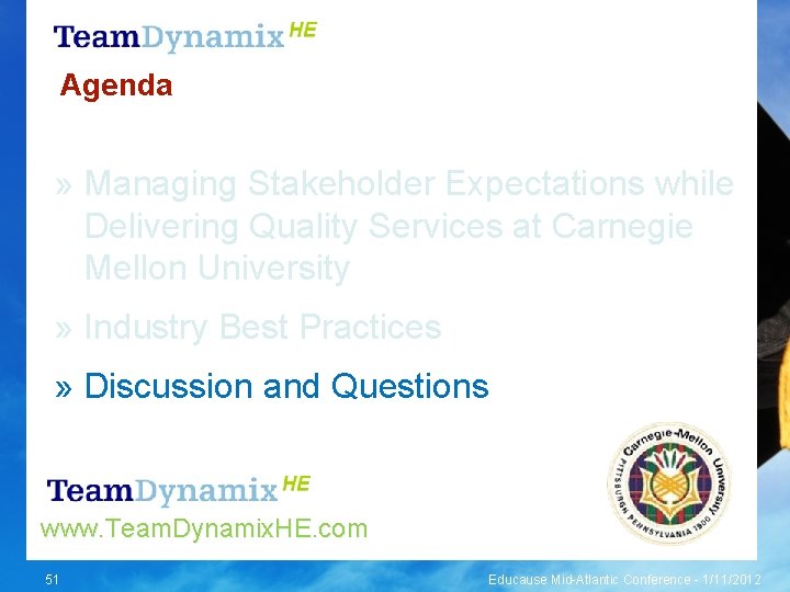 Agenda » Managing Stakeholder Expectations while Delivering Quality Services at Carnegie Mellon University »