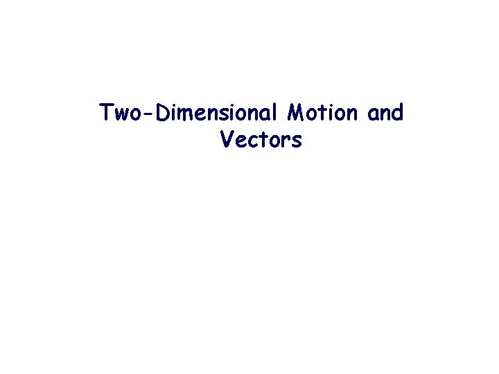 Two-Dimensional Motion and Vectors 