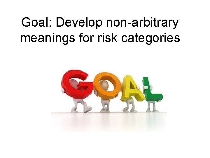 Goal: Develop non-arbitrary meanings for risk categories 