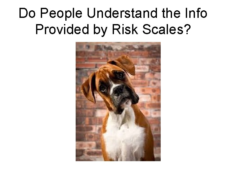 Do People Understand the Info Provided by Risk Scales? 