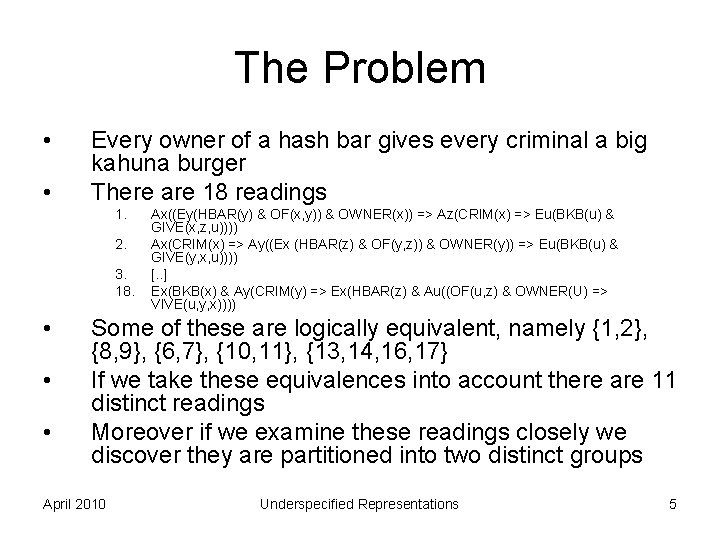 The Problem • • Every owner of a hash bar gives every criminal a