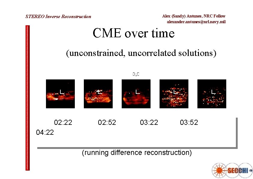 Alex (Sandy) Antunes, NRC Fellow alexander. antunes@nrl. navy. mil STEREO Inverse Reconstruction CME over