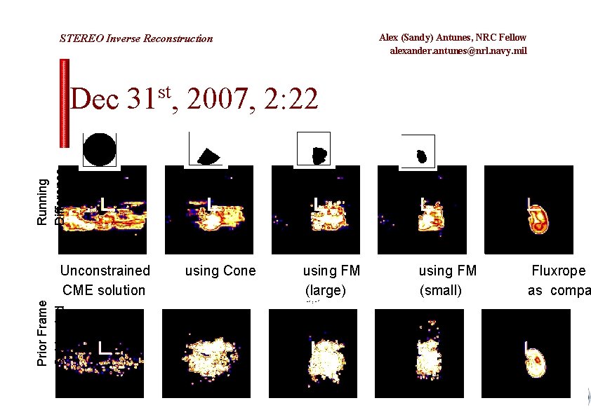 Alex (Sandy) Antunes, NRC Fellow alexander. antunes@nrl. navy. mil STEREO Inverse Reconstruction Running Difference