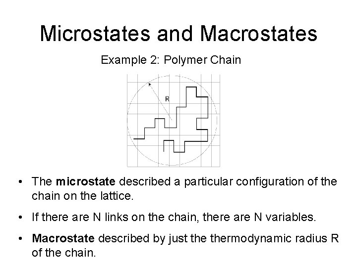 Microstates and Macrostates Example 2: Polymer Chain • The microstate described a particular configuration