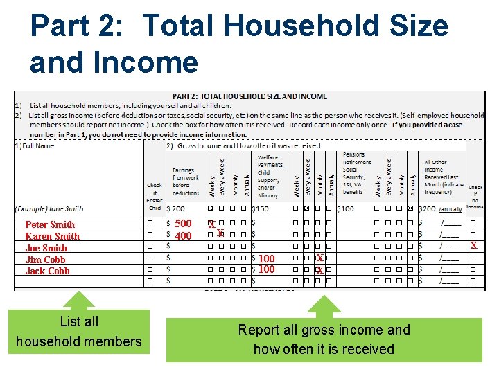 Part 2: Total Household Size and Income Peter Smith Karen Smith Joe Smith Jim Part 2: Total Household Size and Income Peter Smith Karen Smith Joe Smith Jim